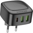 Мережевий зарядний пристрій Borofone BAS23A Lucky, PD 30W, 1xUSB Type-C/2xUSB Type-A, EU, Black (6941991109386)