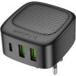 Мережевий зарядний пристрій Borofone BAS23A Lucky, PD 30W, 1xUSB Type-C/2xUSB Type-A, EU, Black (6941991109386)