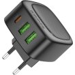 Мережевий зарядний пристрій Borofone BAS23A Lucky, PD 30W, 1xUSB Type-C/2xUSB Type-A, EU, Black (6941991109386)