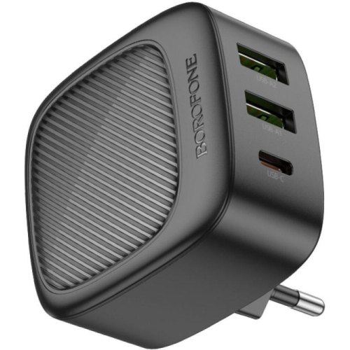 Мережевий зарядний пристрій Borofone BAS23A Lucky, PD 30W, 1xUSB Type-C/2xUSB Type-A, EU, Black (6941991109386)
