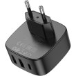 Мережевий зарядний пристрій Borofone BAS23A Lucky, PD 30W, 1xUSB Type-C/2xUSB Type-A, EU, Black (6941991109386)