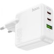 Мережевий зарядний пристрій Hoco C115A Header, 1xUSB Type-A/2xUSB Type-C, PD 65W, GaN, White (6931474798312)