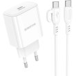 Мережевий зарядний пристрій Borofone BA81A, PD 20W, EU, White (6941991108181)