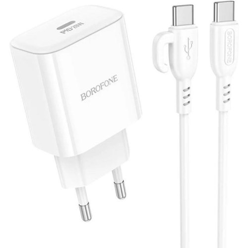 Мережевий зарядний пристрій Borofone BA81A, PD 20W, EU, White (6941991108181)