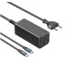 Мережевий зарядний пристрій Vention, 2xUSB Type-A/2xUSB Type-C, GaN, EU-Plug, Black (FBSBG-EU)