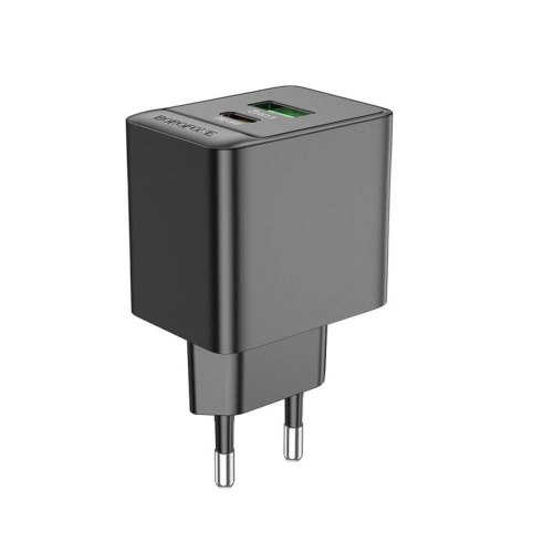 Мережевий зарядний пристрій Borofone BAS14A Erudite, PD 20W, QC 3.0, EU, Black (6941991104947)