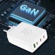 Мережевий зарядний пристрій WUW C158, 3xUSB Type-C/1xUSB Type-A, PD 100W, White