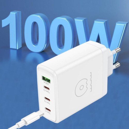 Мережевий зарядний пристрій WUW C158, 3xUSB Type-C/1xUSB Type-A, PD 100W, White