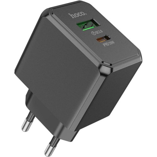 Мережевий зарядний пристрій Hoco CS14A Ocean, PD 20W, QC 3.0, Black (6942007603898)