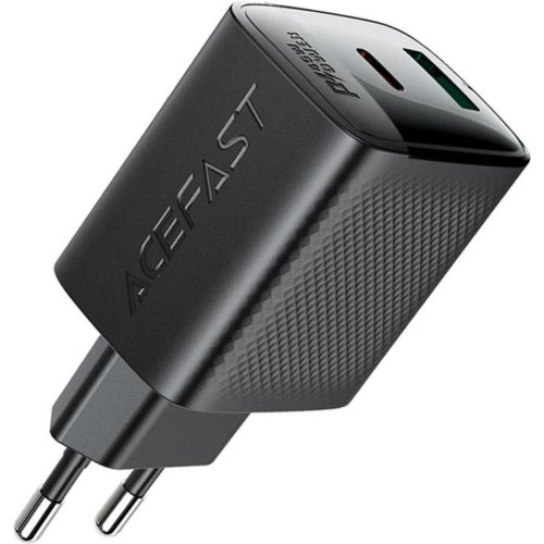 Мережевий зарядний пристрій ACEFAST A106, USB Type-A/USB Type-C, PD 45W, GaN, EU, Black (6974316284031)