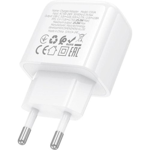 Мережевий зарядний пристрій Hoco CS53A Surplus, PD 25W, White (6942007631488)