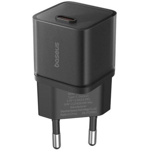 Мережевий зарядний пристрій Baseus GaN5S Fast Charger, USB Type-C, 20W, EU, Cluster Black (P10162503113-00)