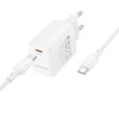 Мережевий зарядний пристрій Borofone BN26 Fuente, PD 20W, кабель USB Type-C to USB Type-C, EU, White (6941991120251)