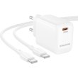 Мережевий зарядний пристрій Borofone BN26 Fuente, PD 20W, кабель USB Type-C to USB Type-C, EU, White (6941991120251)