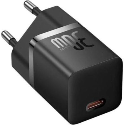 Мережевий зарядний пристрій Baseus GaN5 Fast Charger (mini), USB Type-C, 30W, EU, Black (CCGN070401)