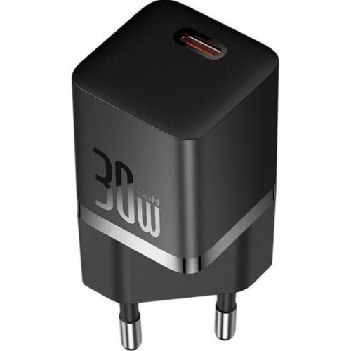 Мережевий зарядний пристрій Baseus GaN5 Fast Charger (mini), USB Type-C, 30W, EU, Black (CCGN070401)
