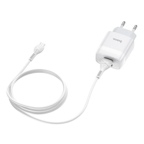 Мережевий зарядний пристрій Hoco C73A Glorious, кабель Micro USB, 12W, White (6931474713063)