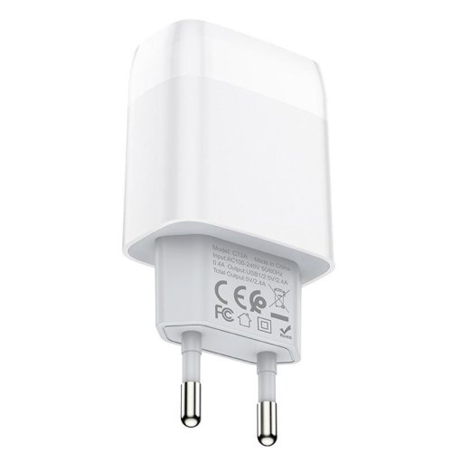 Мережевий зарядний пристрій Hoco C73A Glorious, кабель Micro USB, 12W, White (6931474713063)
