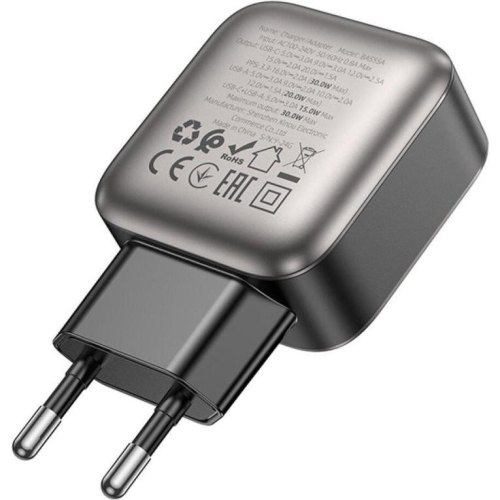 Мережевий зарядний пристрій Borofone BAS55A Absolute, PD 30W, QC 3.0, EU, Black (6941991116230)