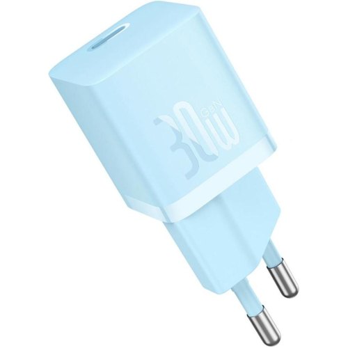 Мережевий зарядний пристрій Baseus GaN5 Fast Charger (mini), USB Type-C, 30W, EU, Blue (CCGN070603)