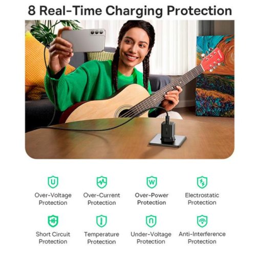 Мережевий зарядний пристрій Baseus GaN5 Fast Charger (mini), USB Type-C, 25W, кабель в комплекті, EU, Cluster Black (P10110909113-01)