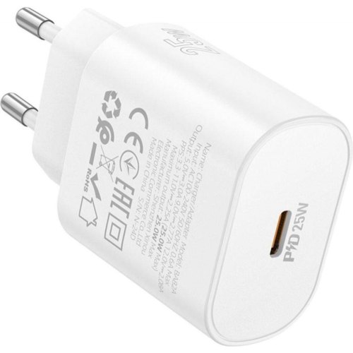Мережевий зарядний пристрій Borofone BA82A Platinum, PD 25W, EU, White (6941991112256)