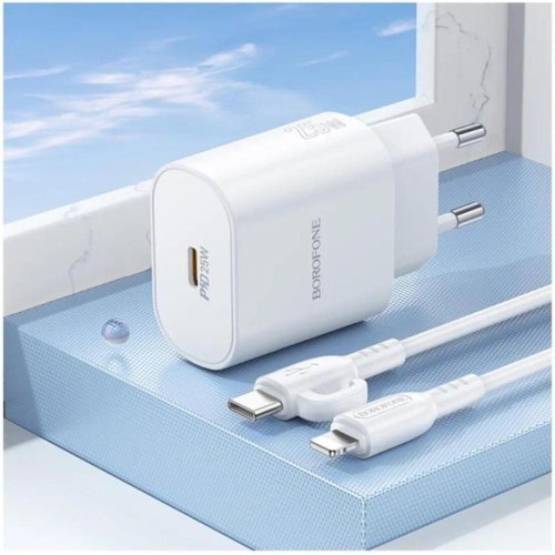 Мережевий зарядний пристрій Borofone BA82A Platinum, PD 25W, EU, White (6941991112256)