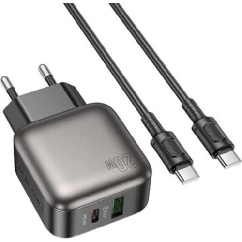 Мережевий зарядний пристрій Borofone BAS54A Absolute, PD 20W, QC 3.0, EU, Black (6941991116209)