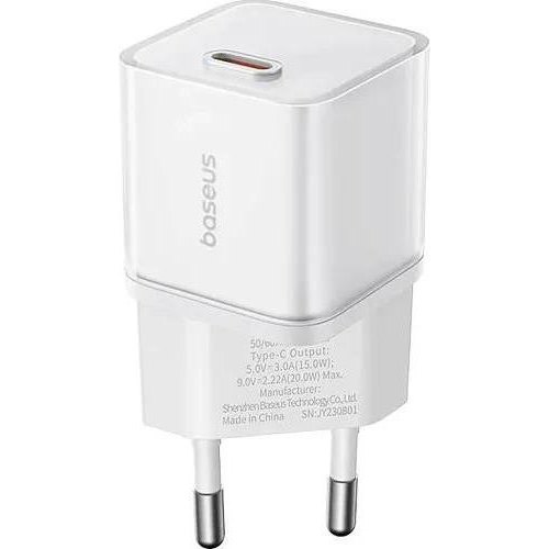 Мережевий зарядний пристрій Baseus GaN5S Fast Charger, USB Type-C, 20W, EU, Moon White (P10162503213-00)
