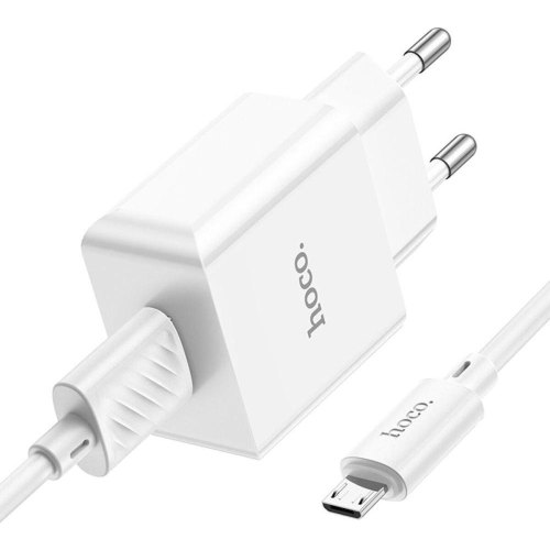 Мережевий зарядний пристрій Hoco C106A Leisure, кабель Micro USB, 10.5W, White (6931474783905)