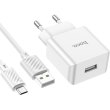 Мережевий зарядний пристрій Hoco C106A Leisure, кабель Micro USB, 10.5W, White (6931474783905)