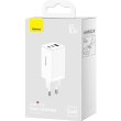 Мережевий зарядний пристрій Baseus GaN5 Pro Fast Charger, 1xUSB Type-A/2xUSB Type-C, 65W, кабель, EU, White (CCGP120202)