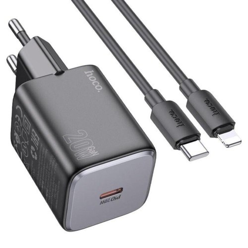 Мережевий зарядний пристрій Hoco N42 Elogiado, 2xUSB Type-C, PD 45W, Black (6942007617086)