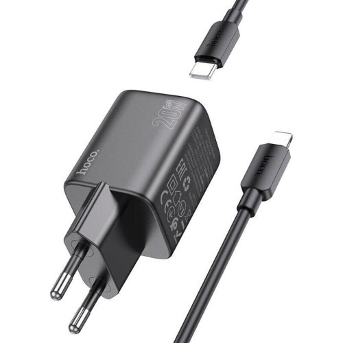 Мережевий зарядний пристрій Hoco N42 Elogiado, 2xUSB Type-C, PD 45W, Black (6942007617086)