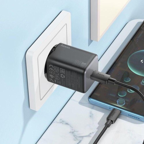 Мережевий зарядний пристрій Hoco N42 Elogiado, 2xUSB Type-C, PD 45W, Black (6942007617086)