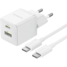 Мережевий зарядний пристрій Baseus Palm Fast Charger, USB Type-A/USB Type-C, 30W, кабель, EU, Moon White (P1011160A213-01)