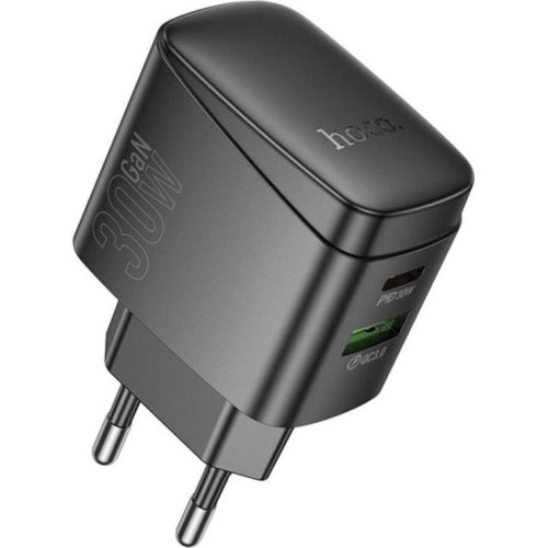 Мережевий зарядний пристрій Hoco CS61A Bright, PD 30W, QC 3.0, EU, Black (6942007638425)