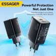Мережевий зарядний пристрій Essager ECT45W, USB Type-A/USB Type-C, Gan, 45W, Black (ECT45W-LJB01-Z)