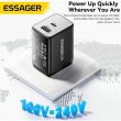 Мережевий зарядний пристрій Essager ECT45W, USB Type-A/USB Type-C, Gan, 45W, Black (ECT45W-LJB01-Z)