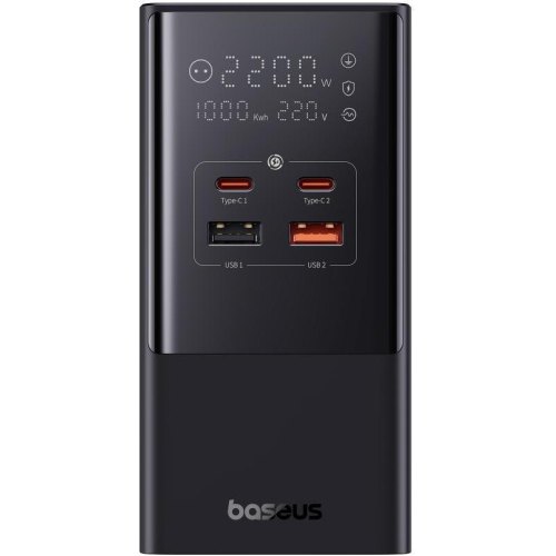 Мережевий зарядний пристрій Baseus PowerCombo Tower Power Strip, 2xAC/2xUSB Type-A/2xUSB Type-C, 100W, 1.5м, EU, Cluster Black (E00023609113-00)