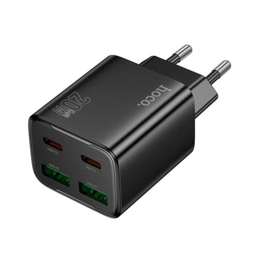 Мережевий зарядний пристрій Hoco N55 Fundador, 2xUSB Type-C/2xUSB Type-A, PD 20W, Black (6942007632430)
