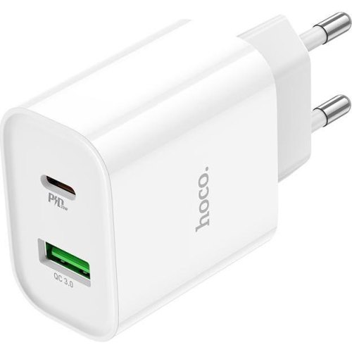 Мережевий зарядний пристрій Hoco C80A Plus Rapido, PD 20W, QC 3.0, White (6931474779885)