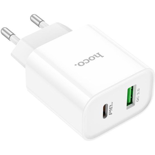 Мережевий зарядний пристрій Hoco C80A Plus Rapido, PD 20W, QC 3.0, White (6931474779885)