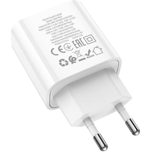 Мережевий зарядний пристрій Hoco C80A Plus Rapido, PD 20W, QC 3.0, White (6931474779885)