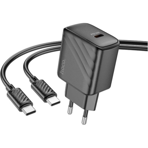 Мережевий зарядний пристрій Hoco CS22A Value, PD 30W, кабель USB Type-C to USB Type-C, Black (6942007609937)