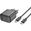 Мережевий зарядний пристрій Hoco CS22A Value, PD 30W, кабель USB Type-C to USB Type-C, Black (6942007609937)