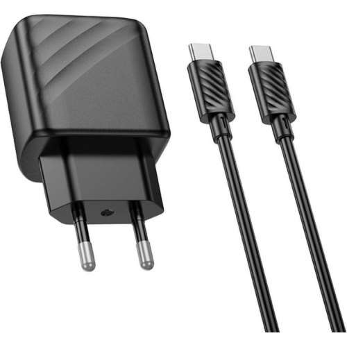 Мережевий зарядний пристрій Hoco CS22A Value, PD 30W, кабель USB Type-C to USB Type-C, Black (6942007609937)