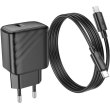 Мережевий зарядний пристрій Hoco CS22A Value, PD 30W, кабель USB Type-C to USB Type-C, Black (6942007609937)