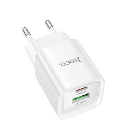 Мережевий зарядний пристрій Hoco C147A Charm, PD 20W, QC 3.0, EU, White (6942007630276)