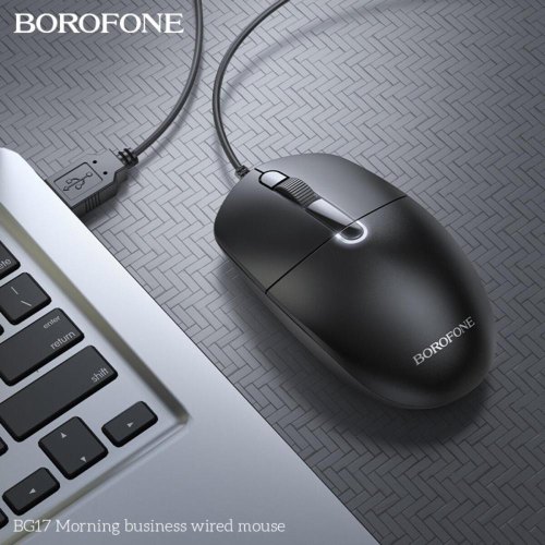 Миша дротова Borofone BG17 Morning, Black (6941991119125)